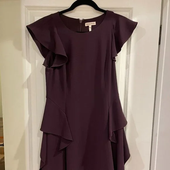 Rebecca Taylor Purple Ruffled Short Sleeve Dress Above Knee - Picture 1 of 2